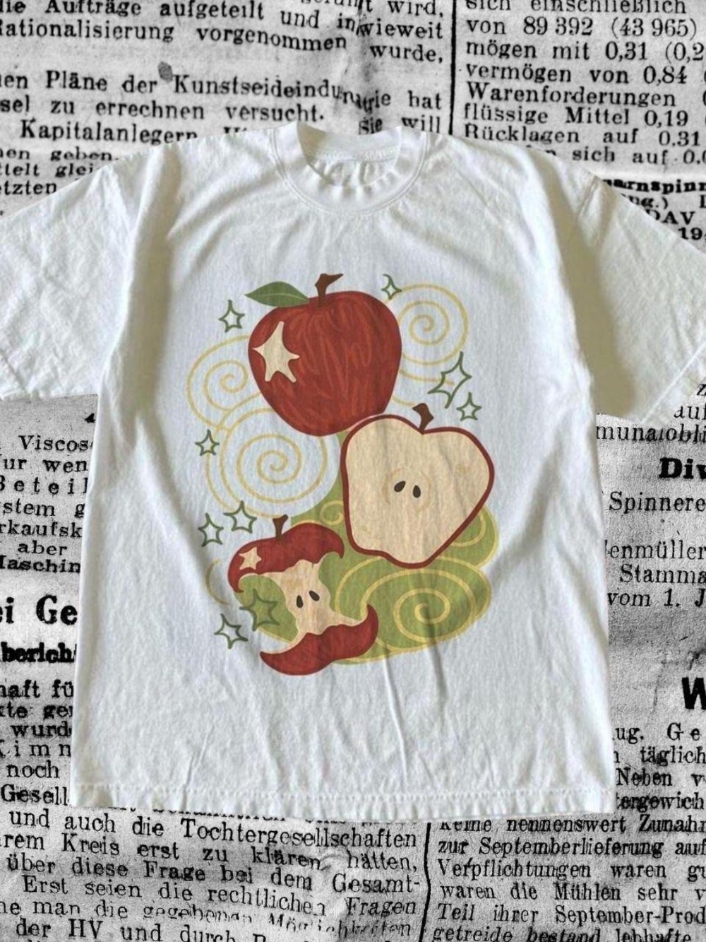 White Women Apple Graphic Tee